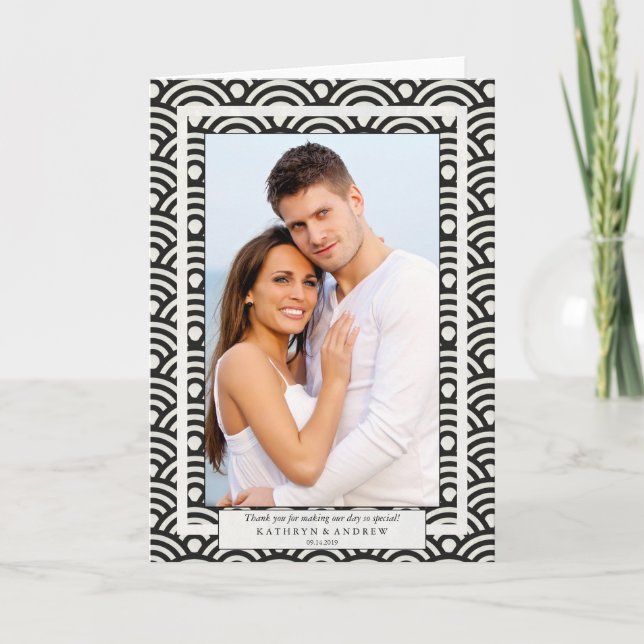 Tarjeta De Agradecimiento Boda japonés Seigaiha Gracias/Personalizado Textos (Anverso)