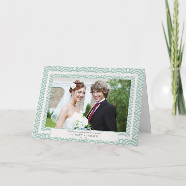 Tarjeta De Agradecimiento Boda japonés Seigaiha Gracias/Personalizado Textos (Anverso)