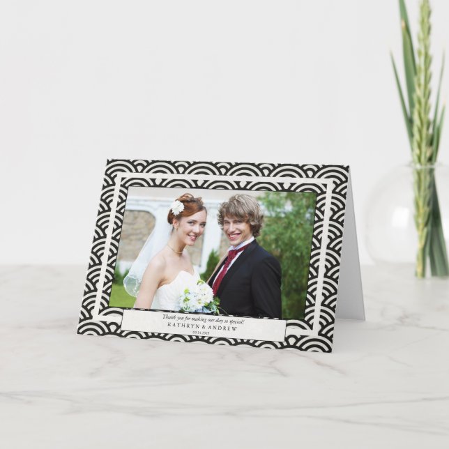 Tarjeta De Agradecimiento Boda japonés Seigaiha Gracias/Personalizado Textos (Anverso)