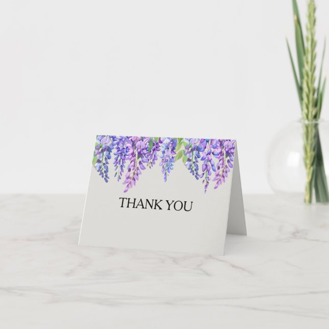Tarjeta De Agradecimiento Boda Jardín Botánico de Flores Púrpura de Wisteria (Anverso)