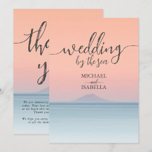 Tarjeta De Agradecimiento Boda junto al mar bajo la puesta de sol de un ciel
