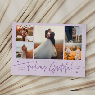 Tarjeta De Agradecimiento Boda Lila Sintiendo Gratitud Multi Foto