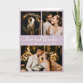 Tarjeta De Agradecimiento Boda Lilac Moderno 3 Collage de fotos Gracias