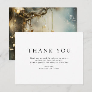 Tarjeta De Agradecimiento Boda Linternas Colgantes Bosque Encantado