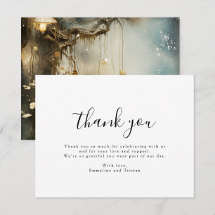 Tarjeta De Agradecimiento Boda Linternas Colgantes Bosque Encantado