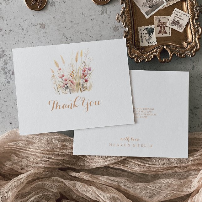 Tarjeta De Agradecimiento Boda Llano Floral Silvestre Fall Meadow (Subido por el creador)