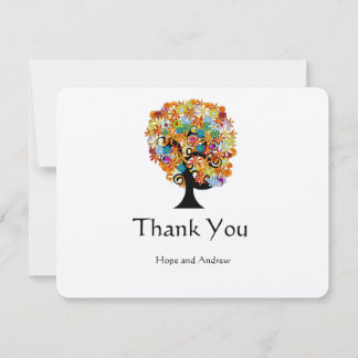 Tarjeta De Agradecimiento Boda LoveTree de Flores Múltiples Gracias