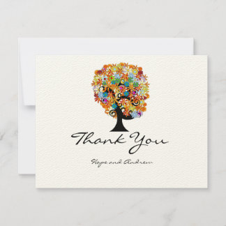 Tarjeta De Agradecimiento Boda LoveTree de Flores Múltiples Gracias