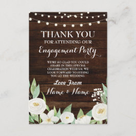 Tarjeta de agradecimiento boda madera flores blanc