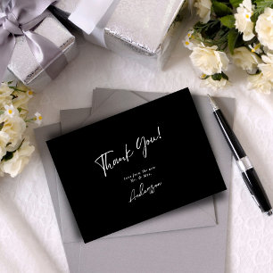 Tarjeta De Agradecimiento Boda manuscrita minimalista elegante en blanco y n