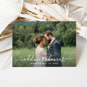 Tarjeta De Agradecimiento Boda manuscrito blanco monograma foto