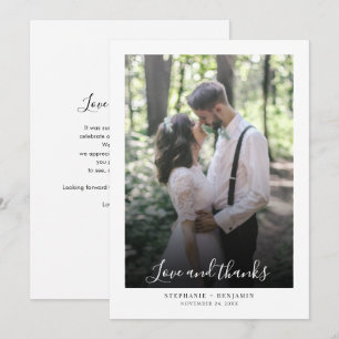 Tarjeta De Agradecimiento Boda manuscrito de guiones fotográficos