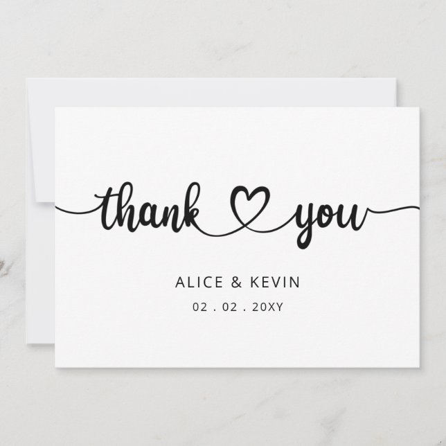 Tarjeta De Agradecimiento Boda manuscrito elegante de escritura simple (Anverso)