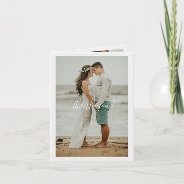 Tarjeta De Agradecimiento Boda manuscrito Gracias 3 fotos (Anverso)