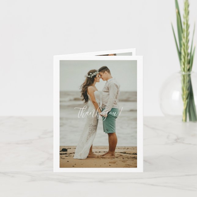 Tarjeta De Agradecimiento Boda manuscrito Gracias 3 fotos (Anverso)