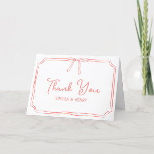 Tarjeta De Agradecimiento Boda manuscrito Gracias Cartas Elegantes Bow
