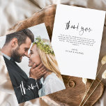 Tarjeta De Agradecimiento Boda manuscrito Gracias Foto Romántica<br><div class="desc">Tarjetas de agradecimiento escritas a mano por el boda que tienen una foto en la parte delantera y trasera. Las tarjetas de agradecimiento contienen una moderna tipografía de escritura cursiva con letras blancas y negras que son elegantes, simples y modernas para usar después de la minimalista celebración del día de...</div>