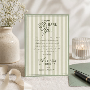 Tarjeta De Agradecimiento Boda Marfil Verde Dinero Antiguo