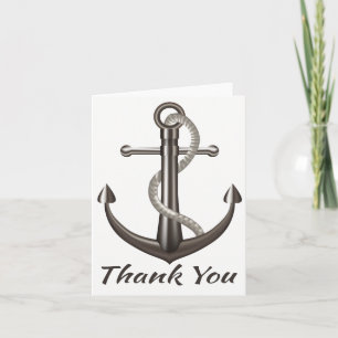 Tarjeta De Agradecimiento Boda Marinera Gracias Ancla de Barco Marinero
