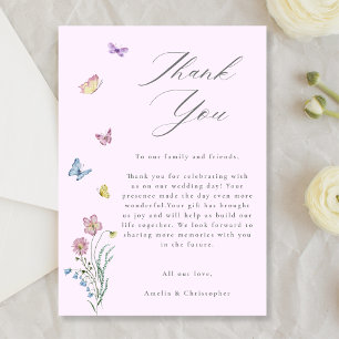 Tarjeta De Agradecimiento Boda Mariposa Flor Silvestre Boho