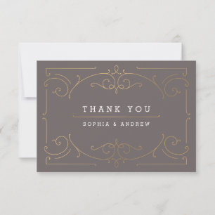 Tarjeta De Agradecimiento Boda marrón elegante, clásica y moderna