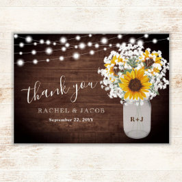 Tarjeta De Agradecimiento Boda Mason Jar del Respirar del bebé de girasoles 