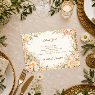 Tarjeta De Agradecimiento Boda Mediterránea Romántica