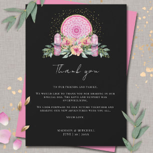 Tarjeta De Agradecimiento Boda metafísico de cristales de Mandala floral ros