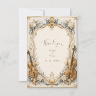 Tarjeta De Agradecimiento Boda metálica botánica de champán Wave 