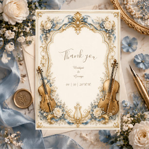 Tarjeta De Agradecimiento Boda metálica botánica de champán Wave