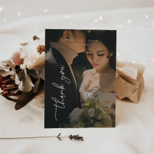 Tarjeta De Agradecimiento Boda Mínima Escritura Completa Foto