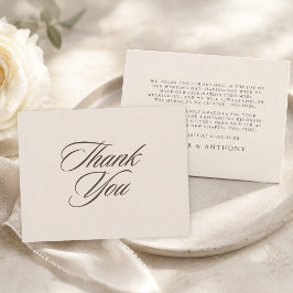 Tarjeta De Agradecimiento Boda Minimal Elegante Simple de Marfil