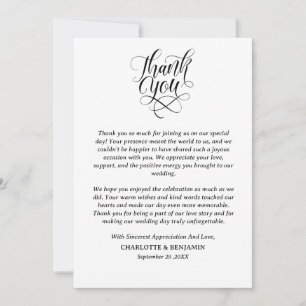 Tarjeta De Agradecimiento Boda minimalista