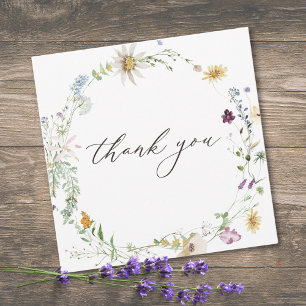 Tarjeta De Agradecimiento Boda minimalista acuarela flor silvestre púrpura