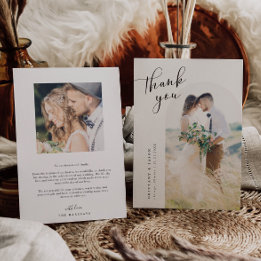 Tarjeta De Agradecimiento Boda Minimalista Arco Blanco