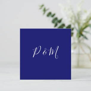 Tarjeta De Agradecimiento Boda Minimalista azul y blanco índigo