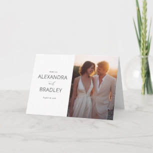Tarjeta De Agradecimiento Boda Minimalista Blanca Elegante