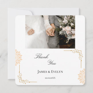 Tarjeta De Agradecimiento Boda minimalista blanca marrón