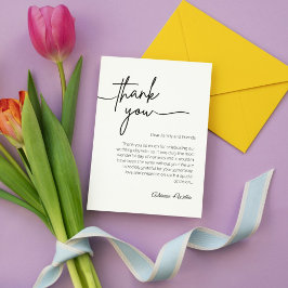 Tarjeta De Agradecimiento Boda Minimalista blanco y negro neutro