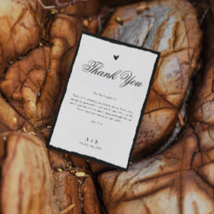 Tarjeta De Agradecimiento Boda Minimalista blanco y negro simple