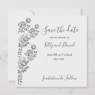 Tarjeta De Agradecimiento Boda minimalista Boho Black White Floral