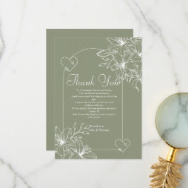 Tarjeta De Agradecimiento boda minimalista Boho Sage Green