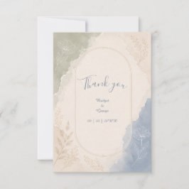 Tarjeta De Agradecimiento Boda minimalista botánica azul salvia