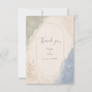 Tarjeta De Agradecimiento Boda minimalista botánica azul salvia