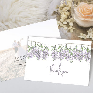 Tarjeta De Agradecimiento Boda minimalista caligrafía Script Lilac Floral