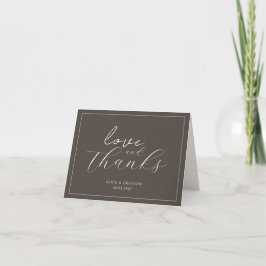 Tarjeta De Agradecimiento Boda Minimalista Clásica con Escritura en Marrón E