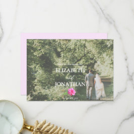 Tarjeta De Agradecimiento Boda minimalista clásica de rosa rosa