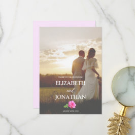 Tarjeta De Agradecimiento Boda minimalista clásica de rosa rosa