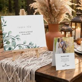 Tarjeta De Agradecimiento Boda Minimalista Clásica Estética Suave y Elegante