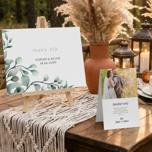 Tarjeta De Agradecimiento Boda Minimalista Clásica Estética Suave y Elegante